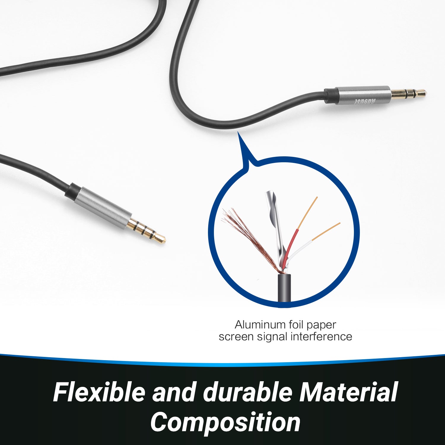 Aux to Aux Cable for Car, Headphones, CD Player and More August TAA225