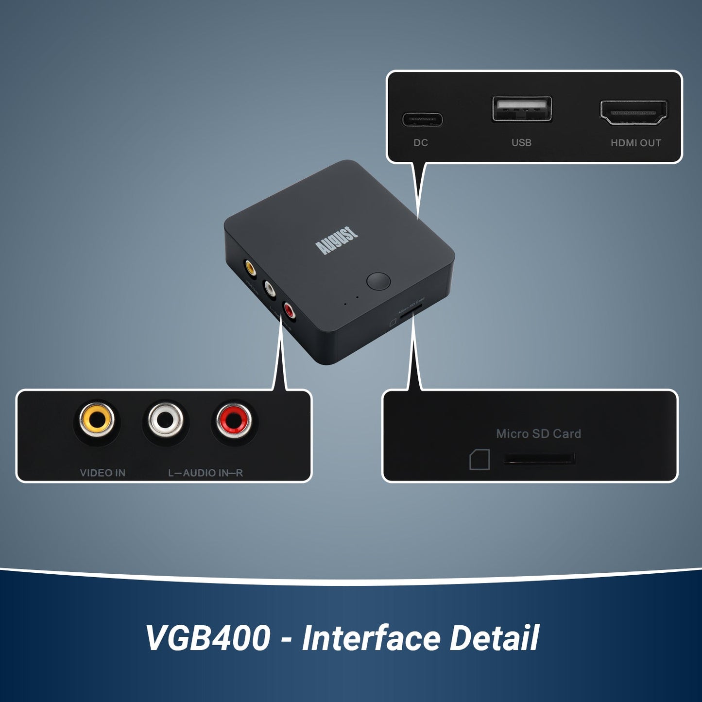 VHS to Digital USB Video Grabber Converting Kit, No PC Required - August VGB400 [Refurbished]