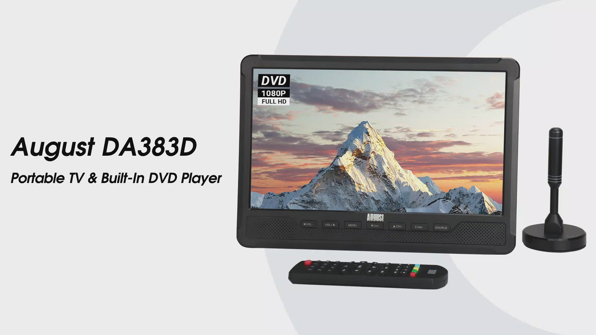 Portable TV 10" DVD Freeview Rechargeable TV HDMI AV USB PVR - August DA383
