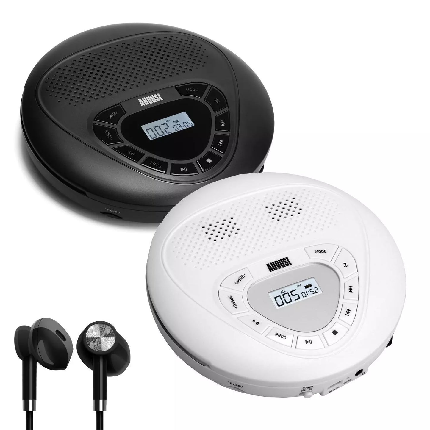 Personal CD Player Portable Rechargeable MP3 Built-in Speakers AUX - August SE10