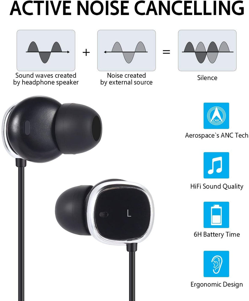 Active Noise Cancelling Bluetooth Earphones with AptX, Built-in Microphone and OTG Charging August EP725