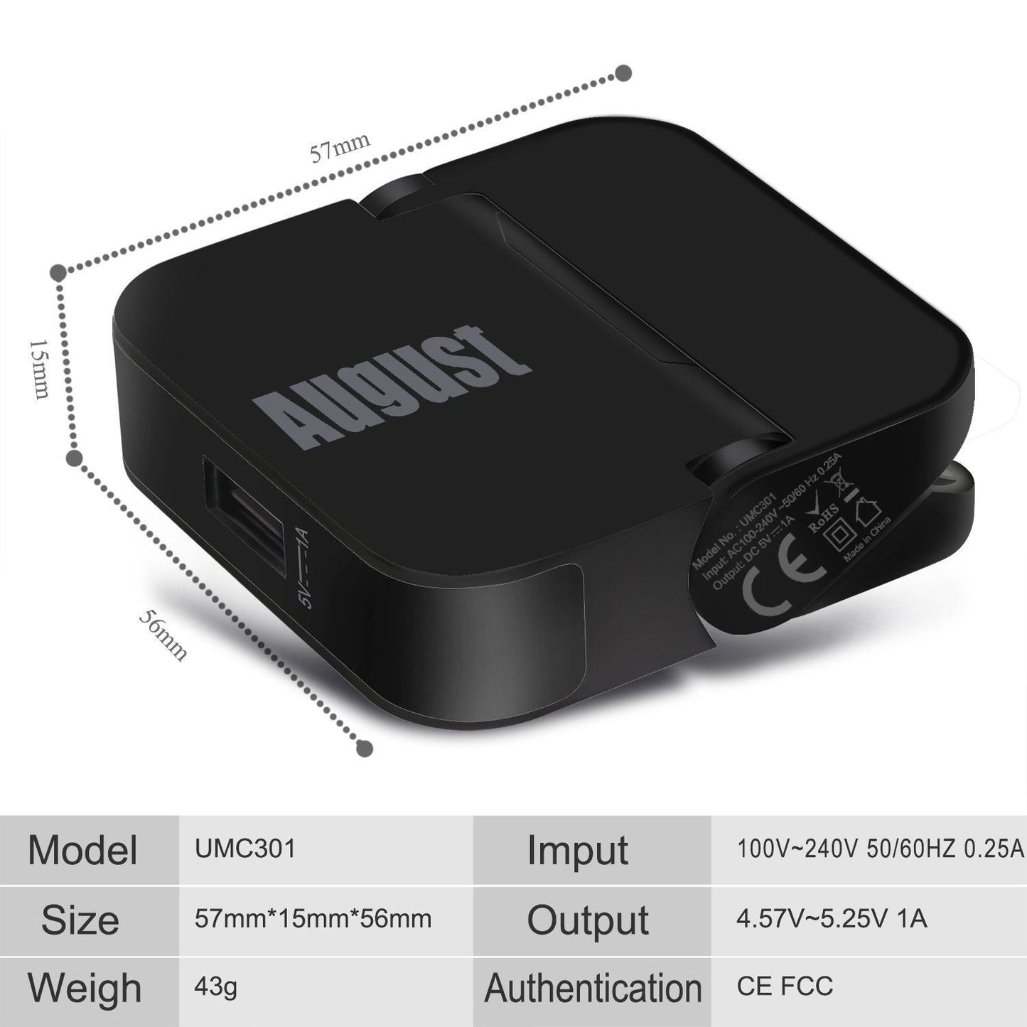 Slim Foldable USB Charger - August UMC301 - 1-Port for iPhone iPad and Android    August  Charging Cables   iDaffodil - Consumer Electronics at Affordable Prices