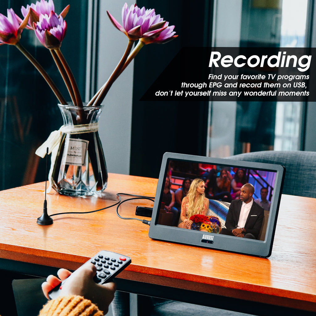 Portable TV 9" Freeview HD Rechargeable Battery HDMI AV USB PVR - August DA900D [Refurbished: 6 Month Warranty]