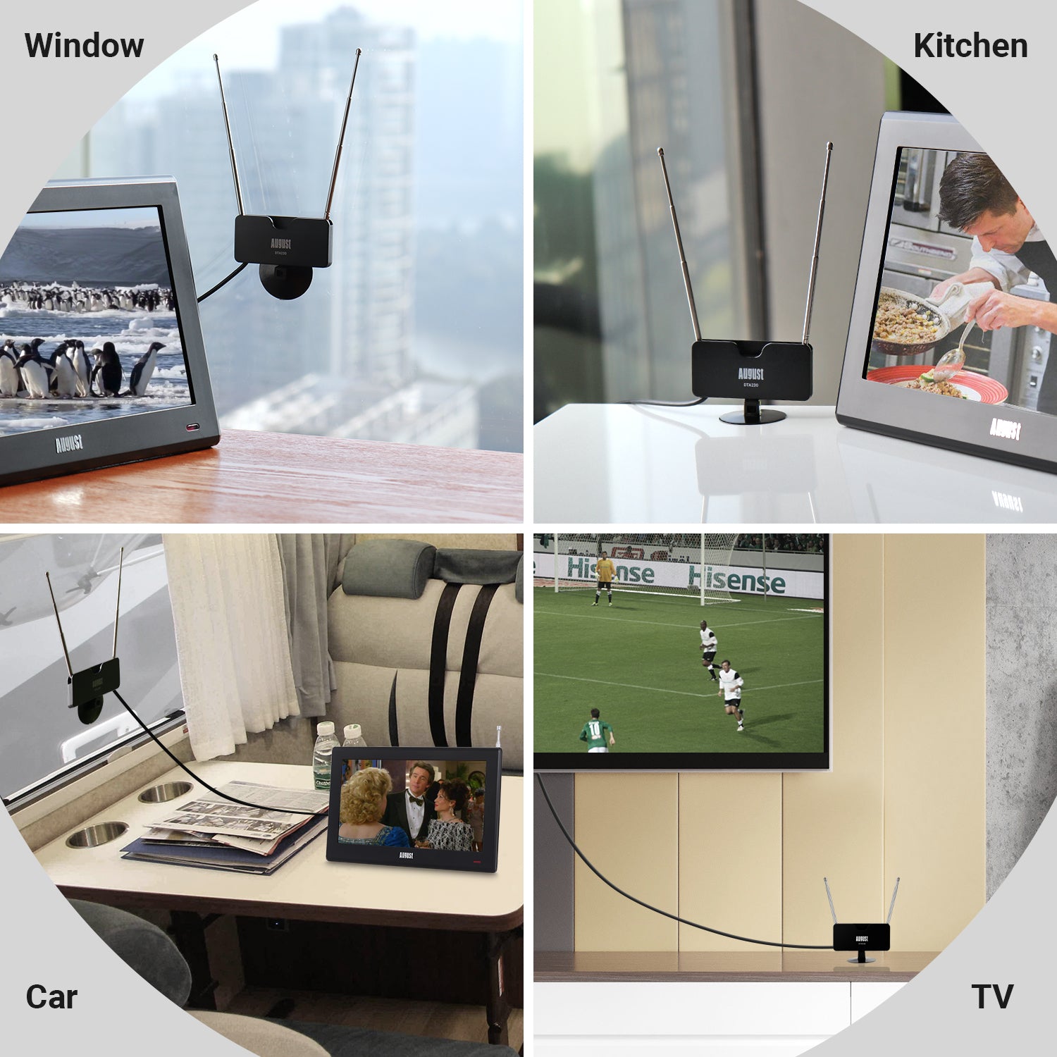 Telescopic Window Mount Freeview Digital TV Aerial - August DTA230 [Refurbished: 6 Month Warranty]