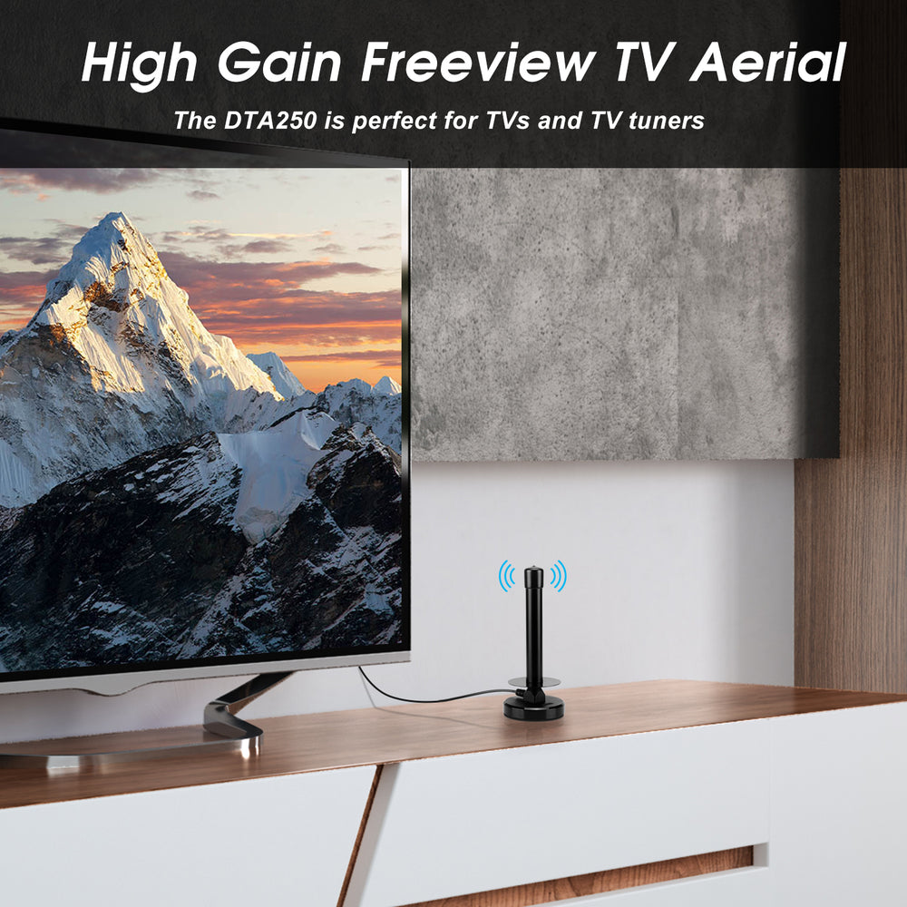 High Gain HD Freeview TV Aerial HD DAB FM Magnetic Base Antenna Indoor Outdoor - August DTA250