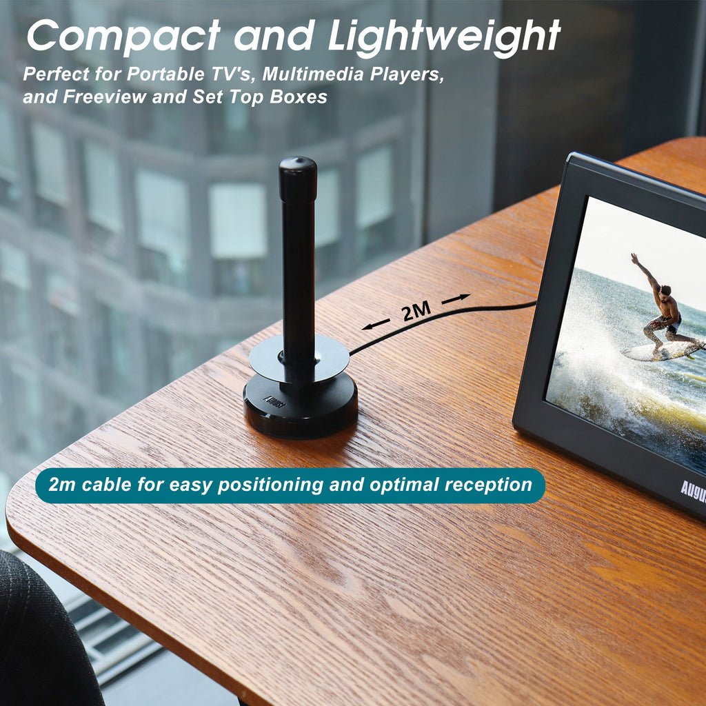 High Gain HD Freeview TV Aerial HD DAB FM Magnetic Base Antenna Indoor Outdoor - August DTA250