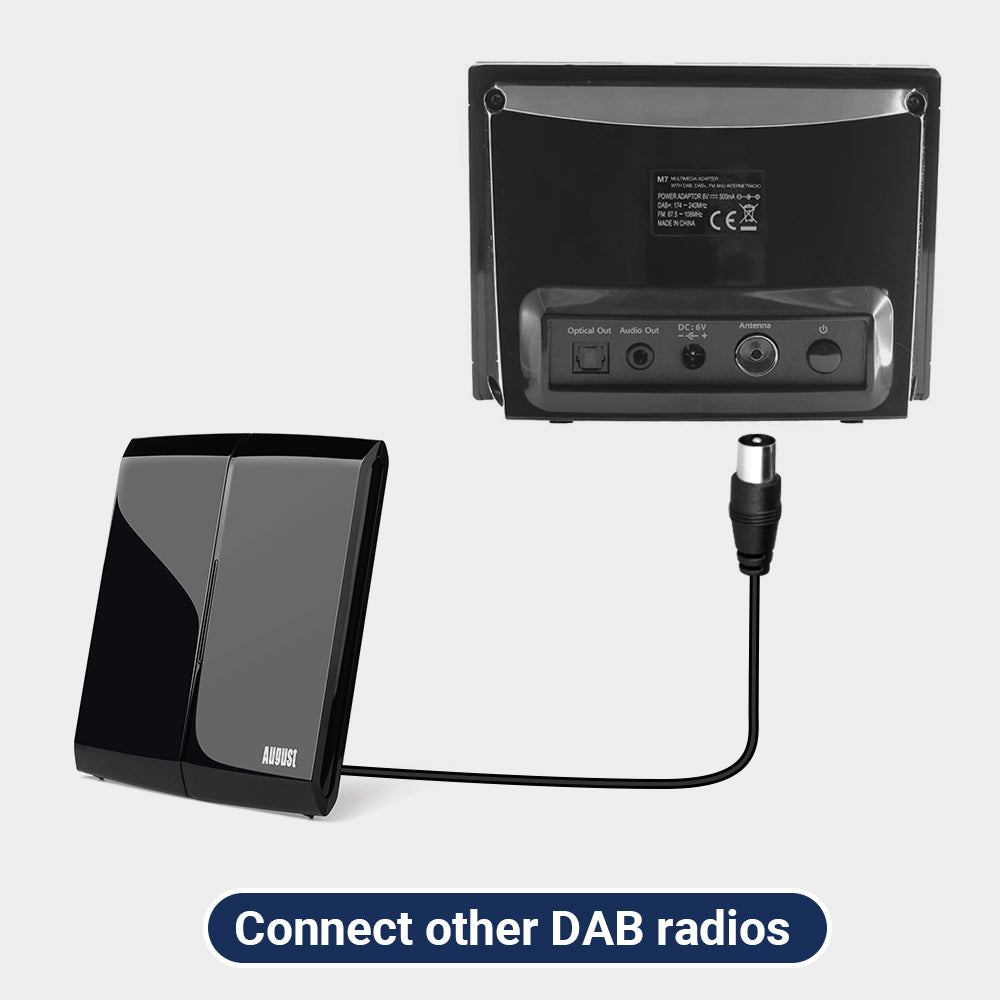 High Gain Amplified Indoor TV Aerial Lightweight Directional Flat Antenna - August DTA300