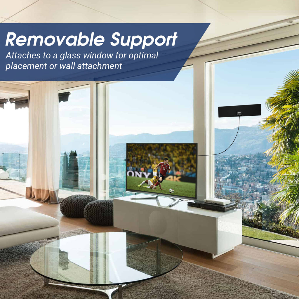 August DTA420 Flat Design Freeview Digital High Gain Indoor Antenna - Window or Wall Mount with 5dBi Reception