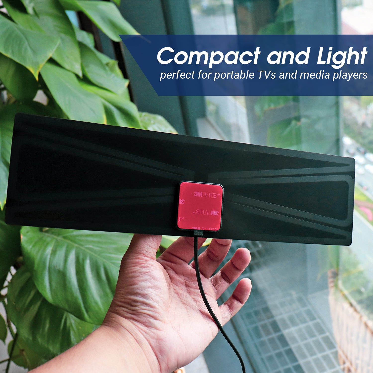 August DTA420 Flat Design Freeview Digital High Gain Indoor Antenna - Window or Wall Mount with 5dBi Reception