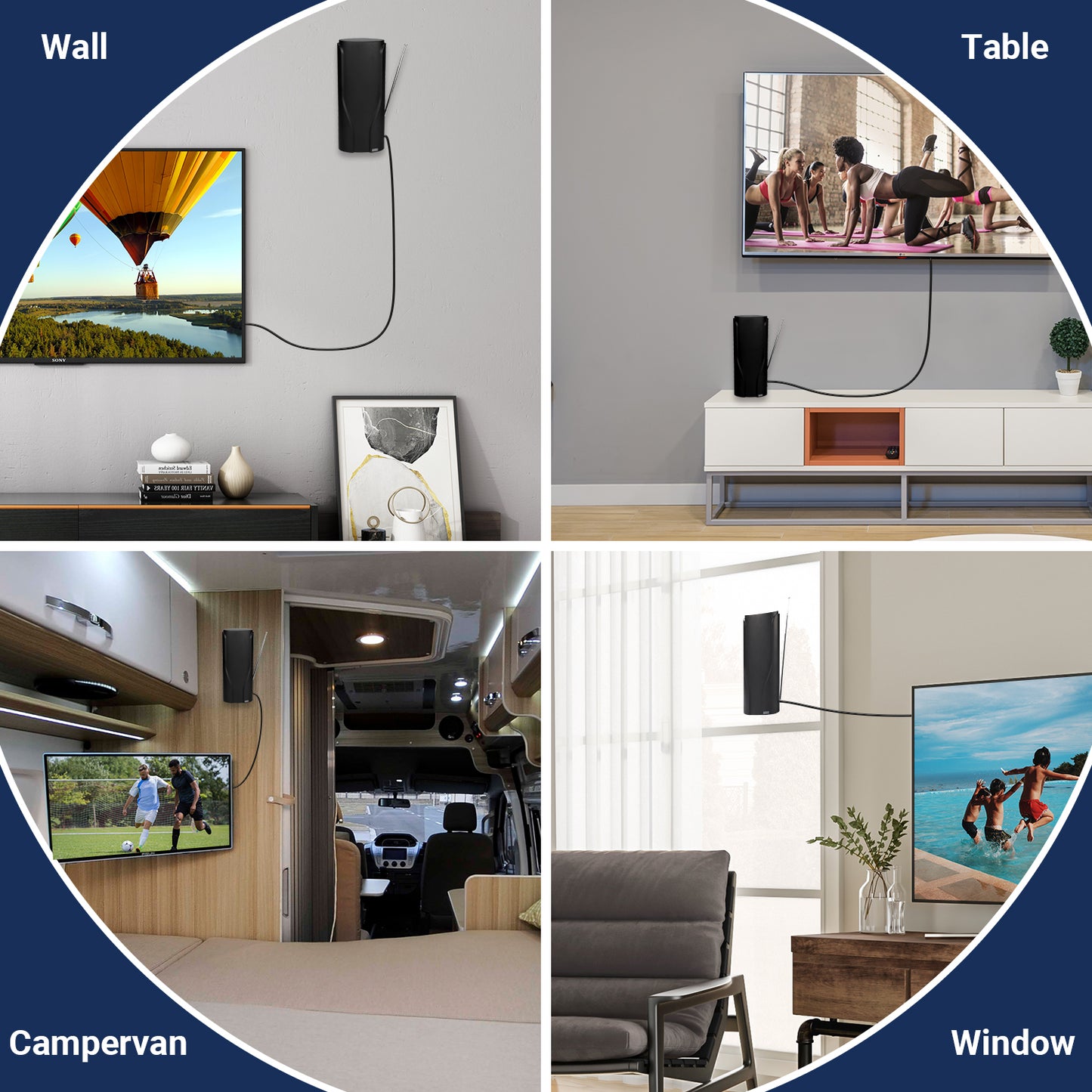 High Gain Freeview Aerial Indoor Digital HD Telescopic Antenna with Wall Mounting August DTA600