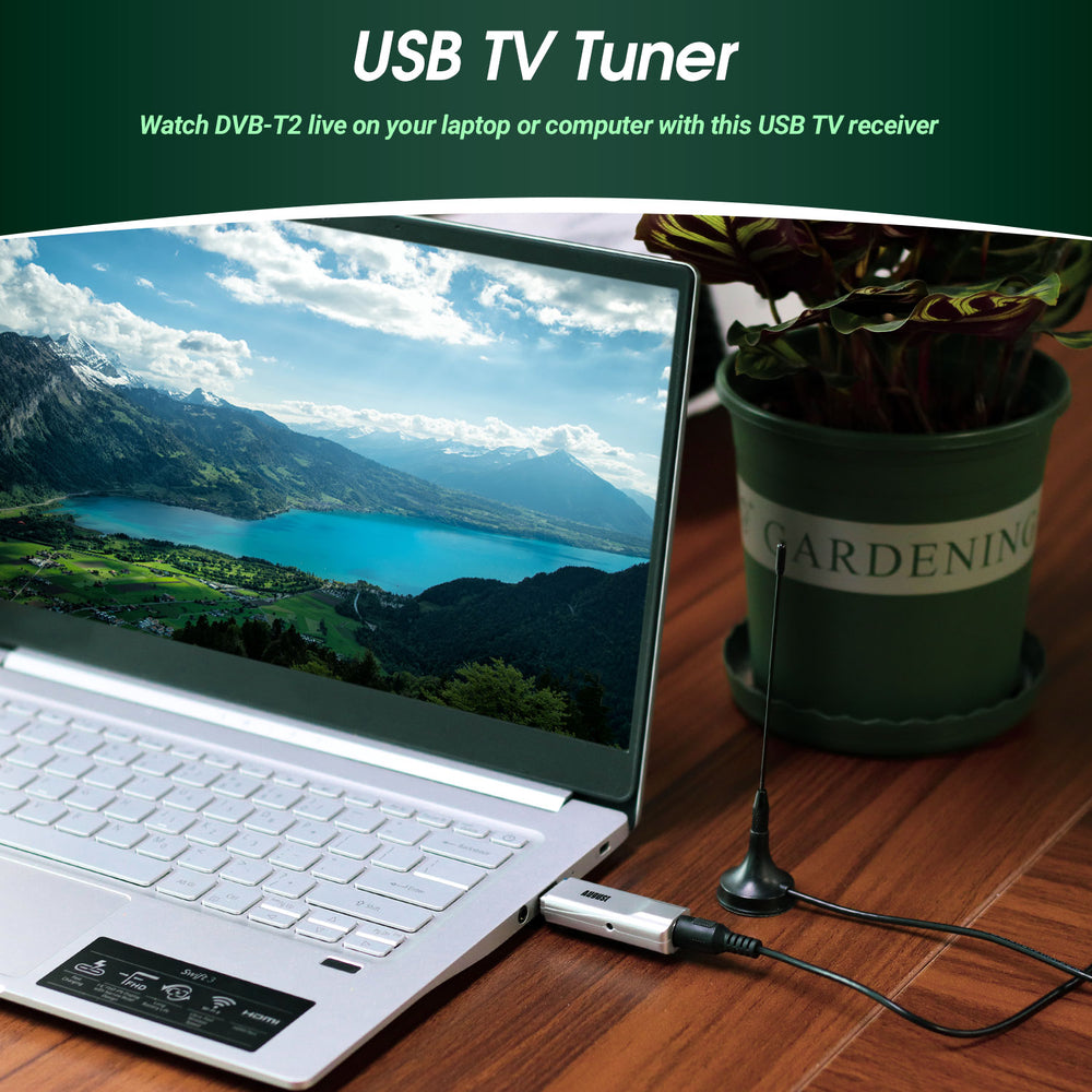 USB DVB-T2 PC TV Freeview PC Tuner and TV Recorder Device Live TV on Laptop PC August DVB-T210