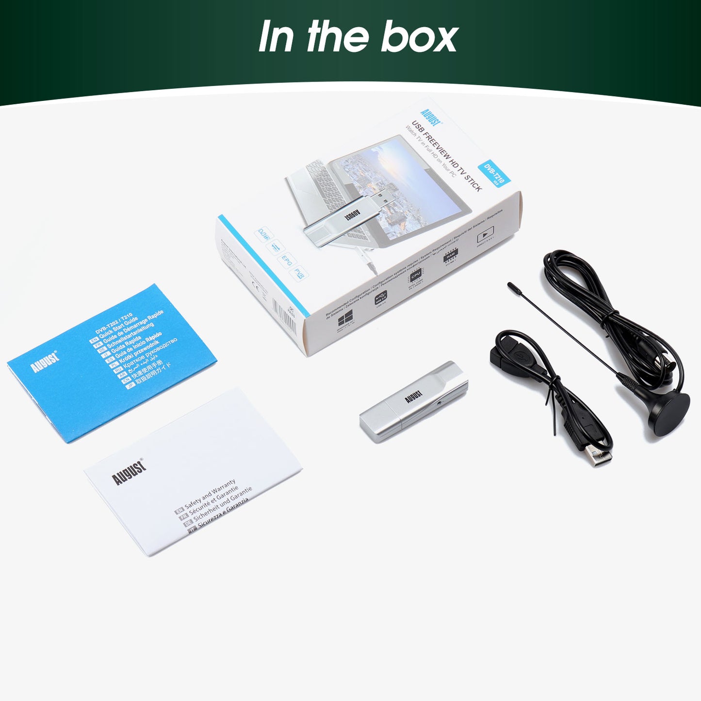 USB DVB-T2 PC TV Freeview PC Tuner and TV Recorder Device Live TV on Laptop PC August DVB-T210
