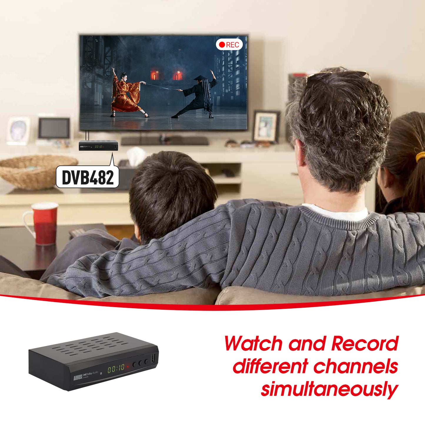 Freeview Set-Top Box HD Dual Tuner USB PVR Recorder HDMI Media Player - August DVB482