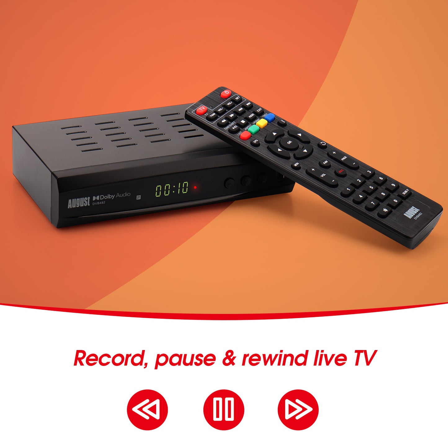 Freeview Set-Top Box HD Dual Tuner USB PVR Recorder HDMI Media Player - August DVB482