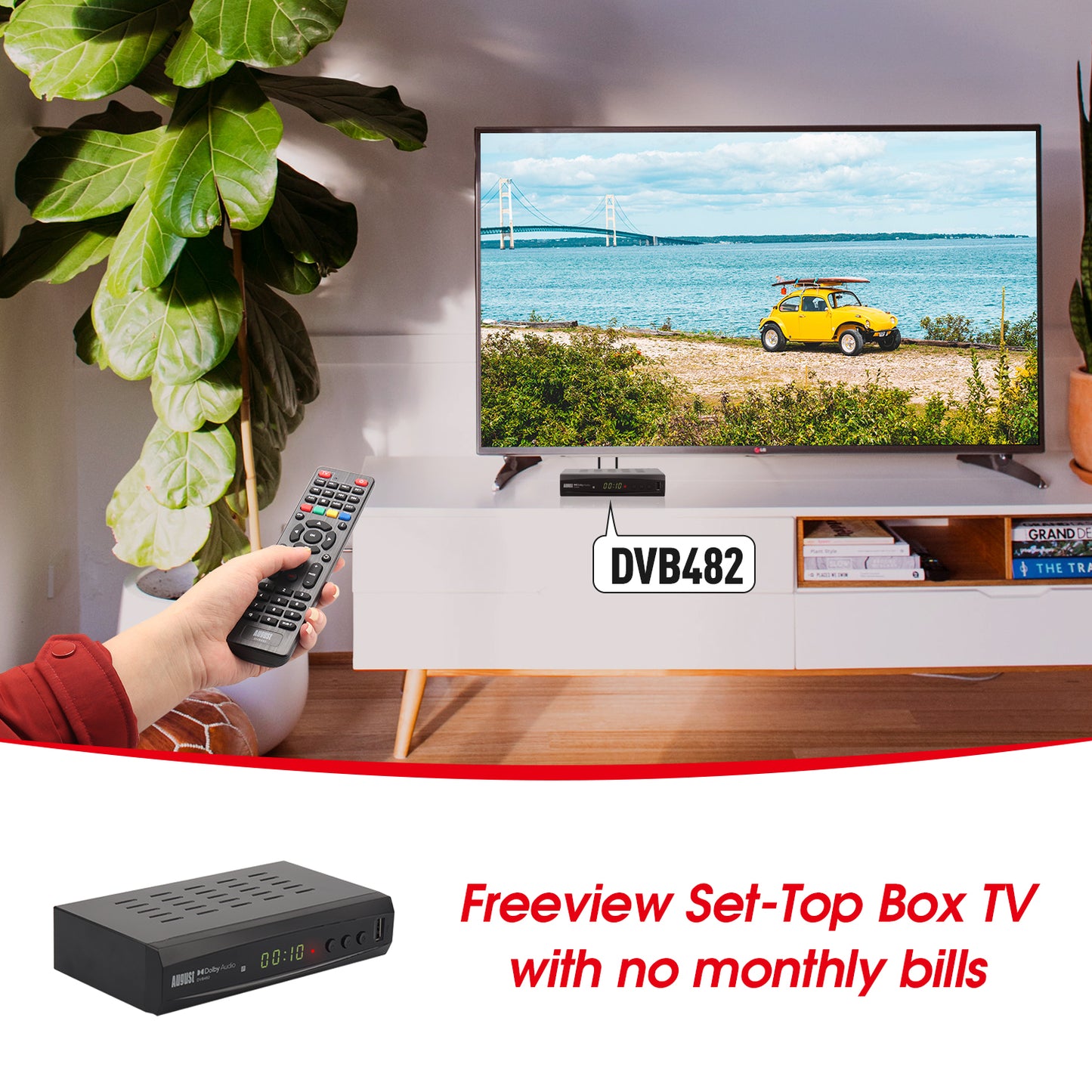 Freeview Set-Top Box HD Dual Tuner USB PVR Recorder HDMI Media Player - August DVB482