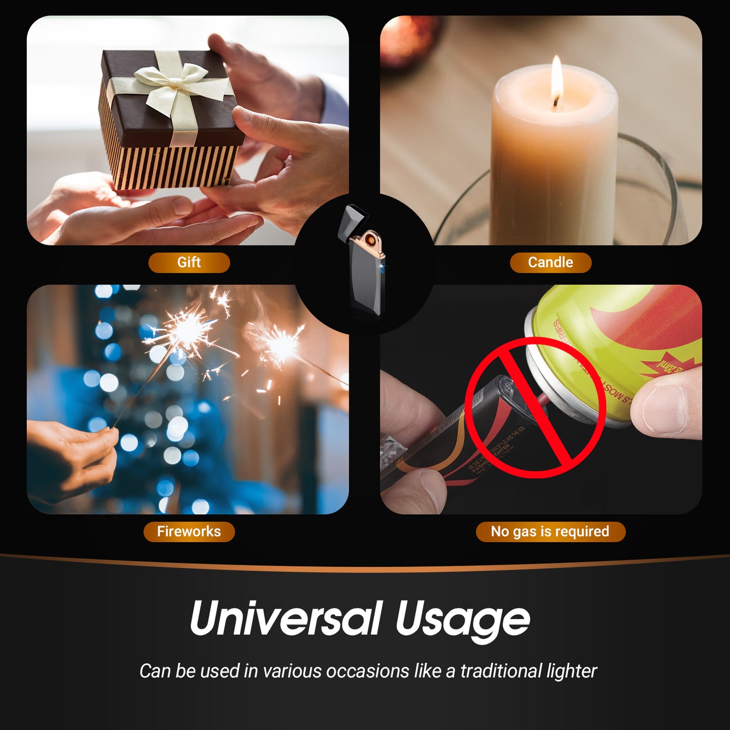 USB Rechargeable Lighter Windproof Flameless Electronic Coil Touch Control EC225