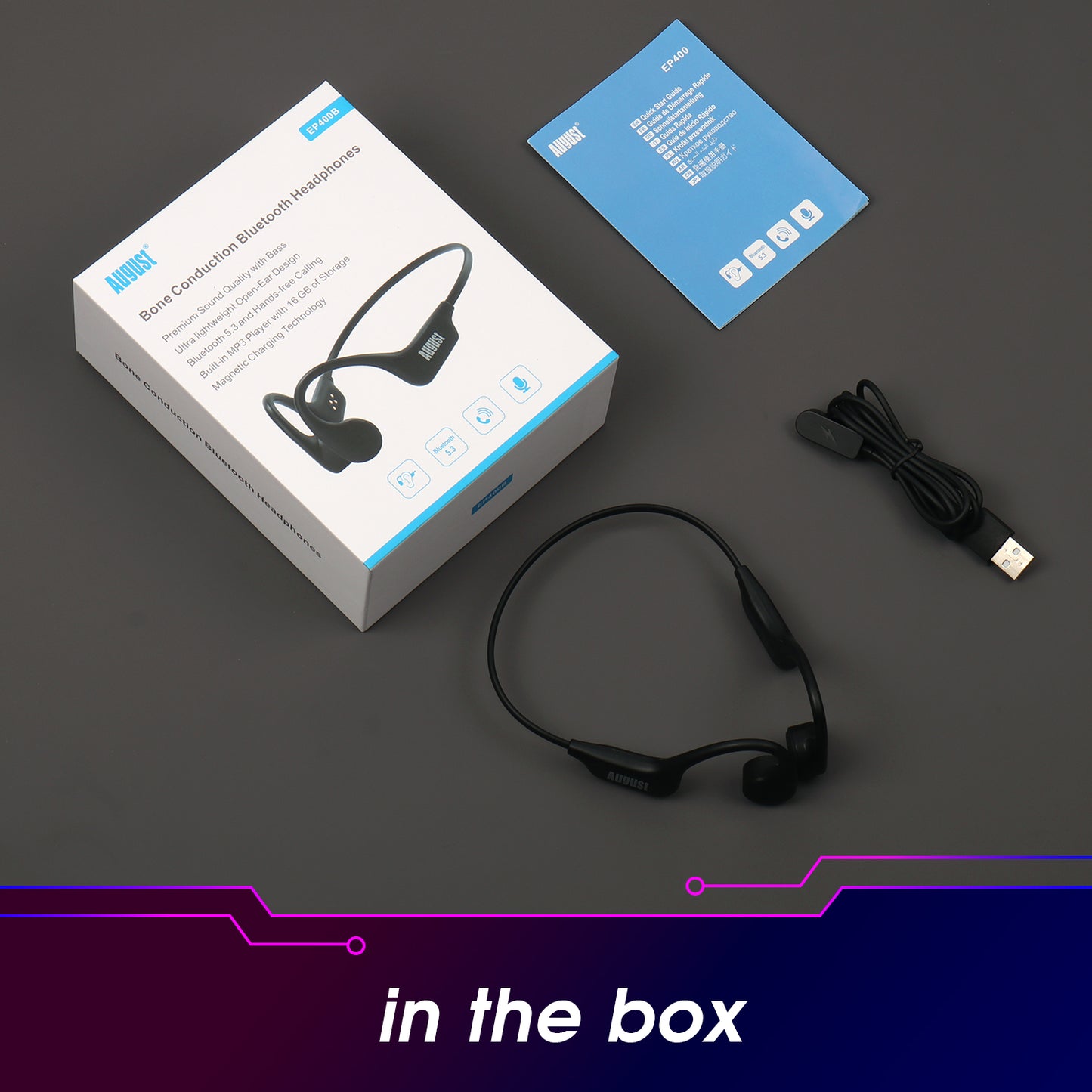 Bone Conduction Bluetooth Headphones 16GB MP3 Music Player IP67 - August EP400