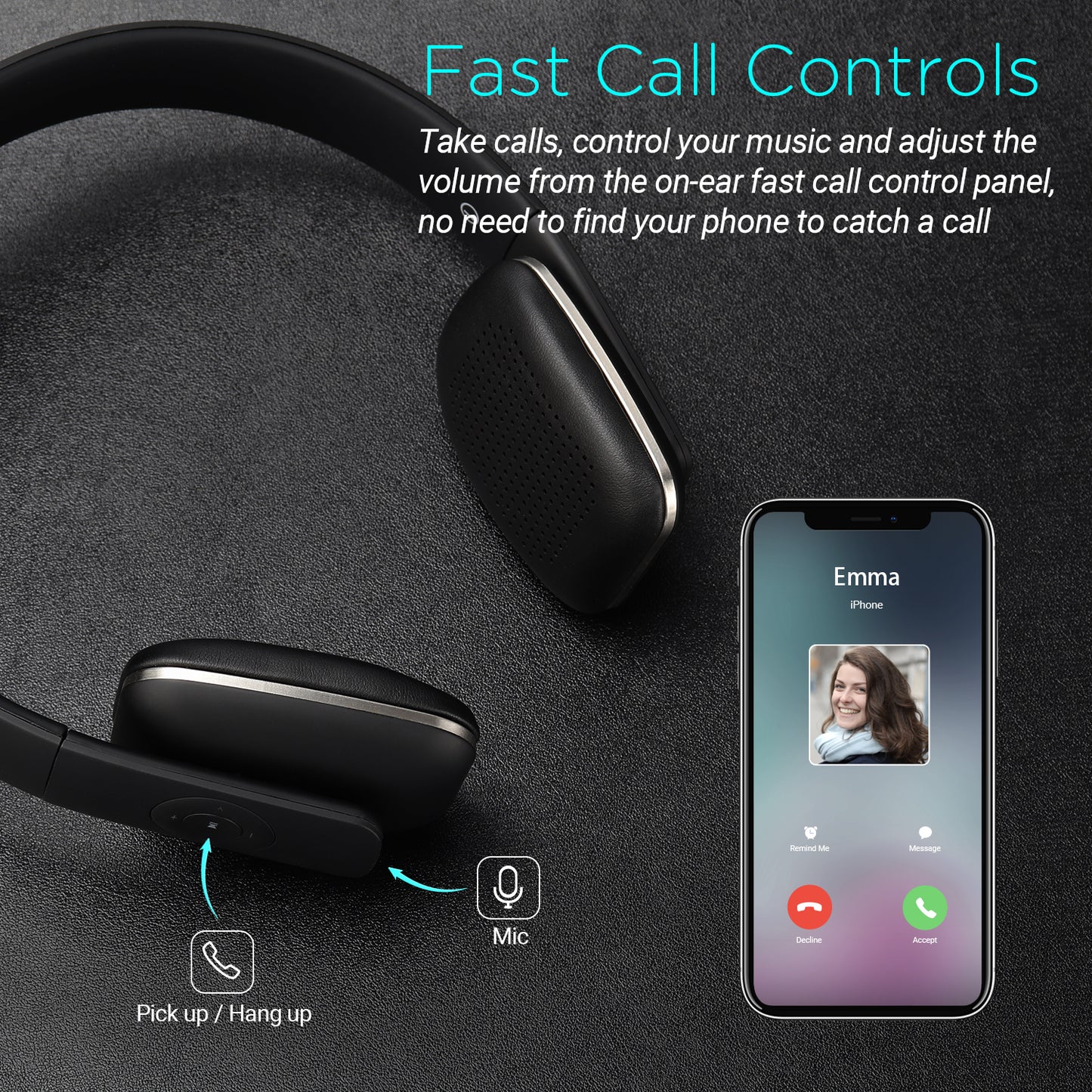 Bluetooth Wireless Headphones NFC On-Ear Rechargeable Ultra Lightweight - August EP636 [Refurbished]