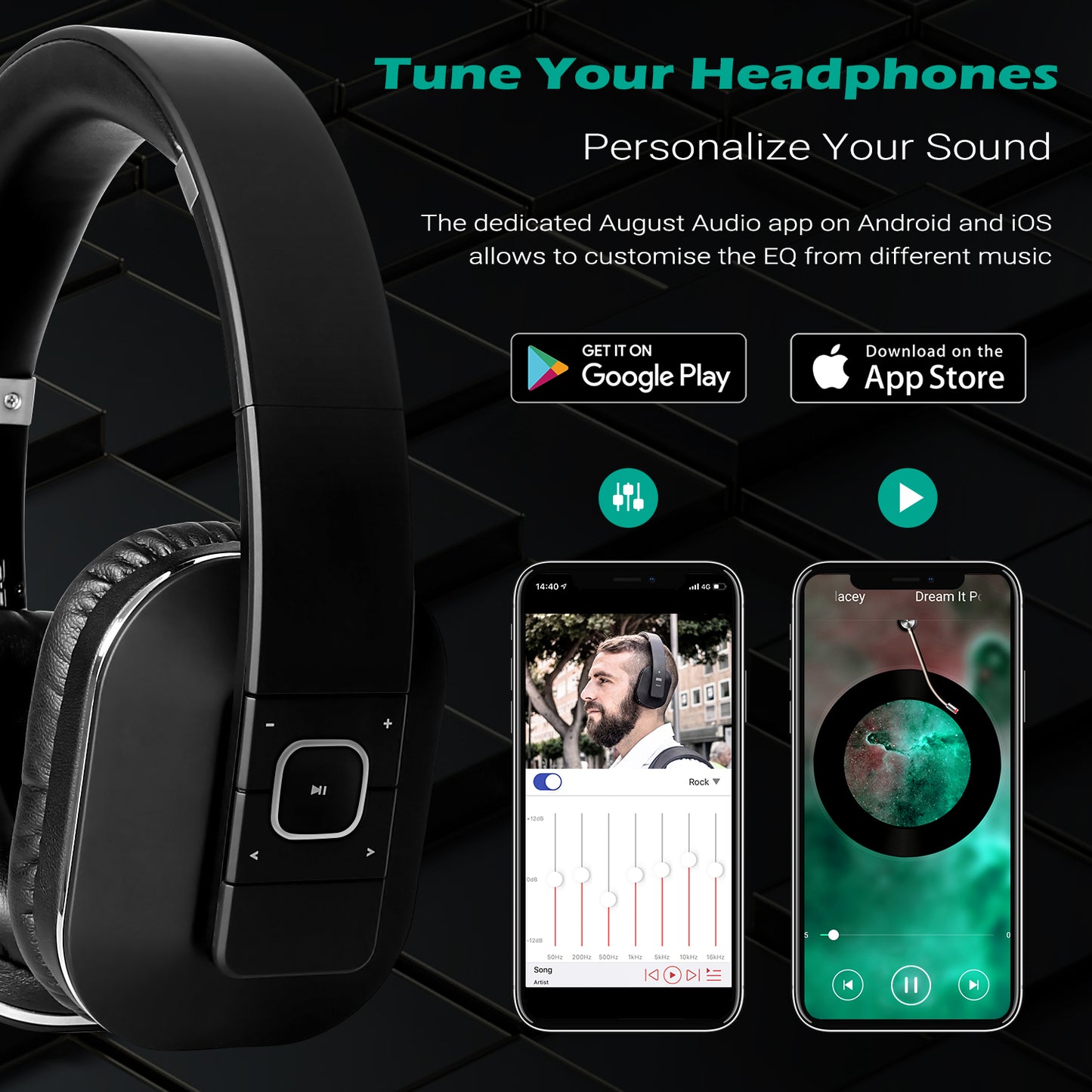 Bluetooth Over Ear Headphones NFC aptX Low Latency for PC and Mobile - August EP650 [Refurbished]