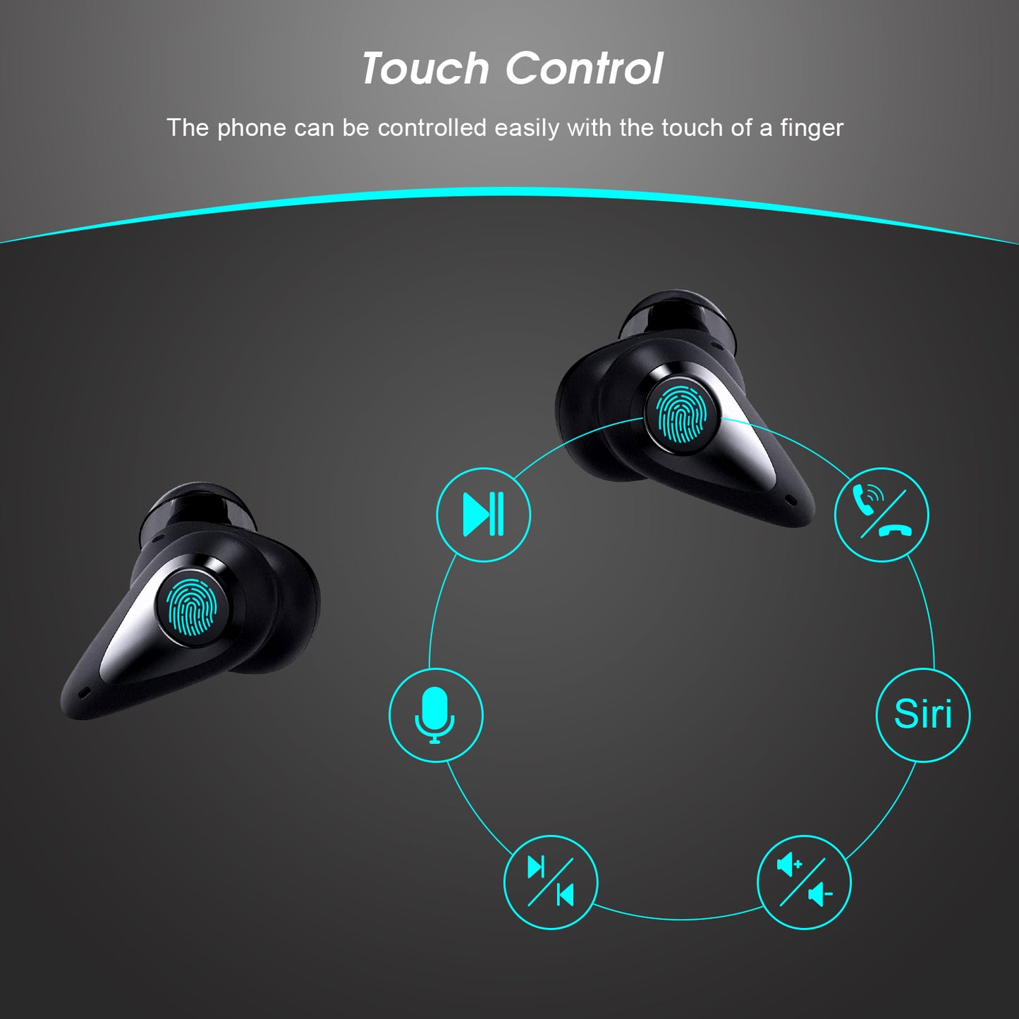 TWS Bluetooth 5 Earbuds and Charging Case Microphone Volume Touch Control EP810 [Refurbished]