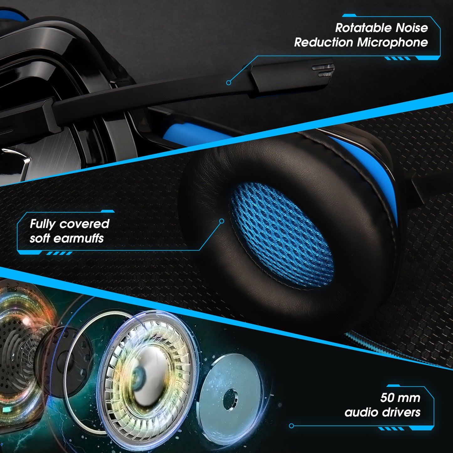 Wired PC Gaming Headset RGB PS4/5 XBOX Nintendo Switch 3.5mm Mic USB - August EPG100 [Refurbished]