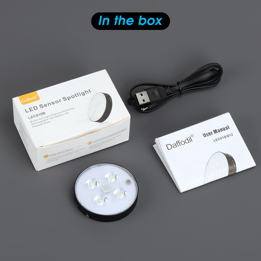 Magnetic Motion Sensor LED Light Rechargeable Spotlight Daffodil LEC010