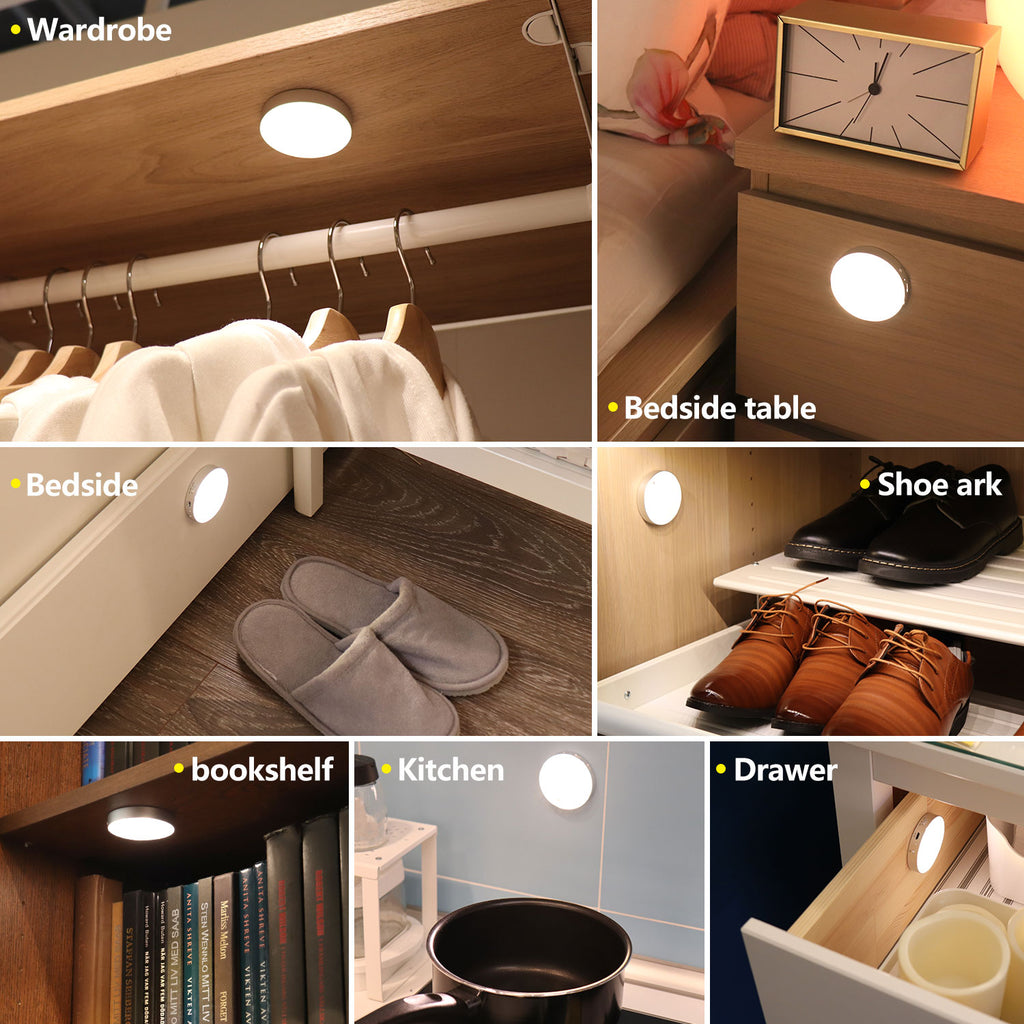 Twin-Pack Magnetic LED Motion Sensor Lights, Warm White Rechargeable - Daffodil LEC022