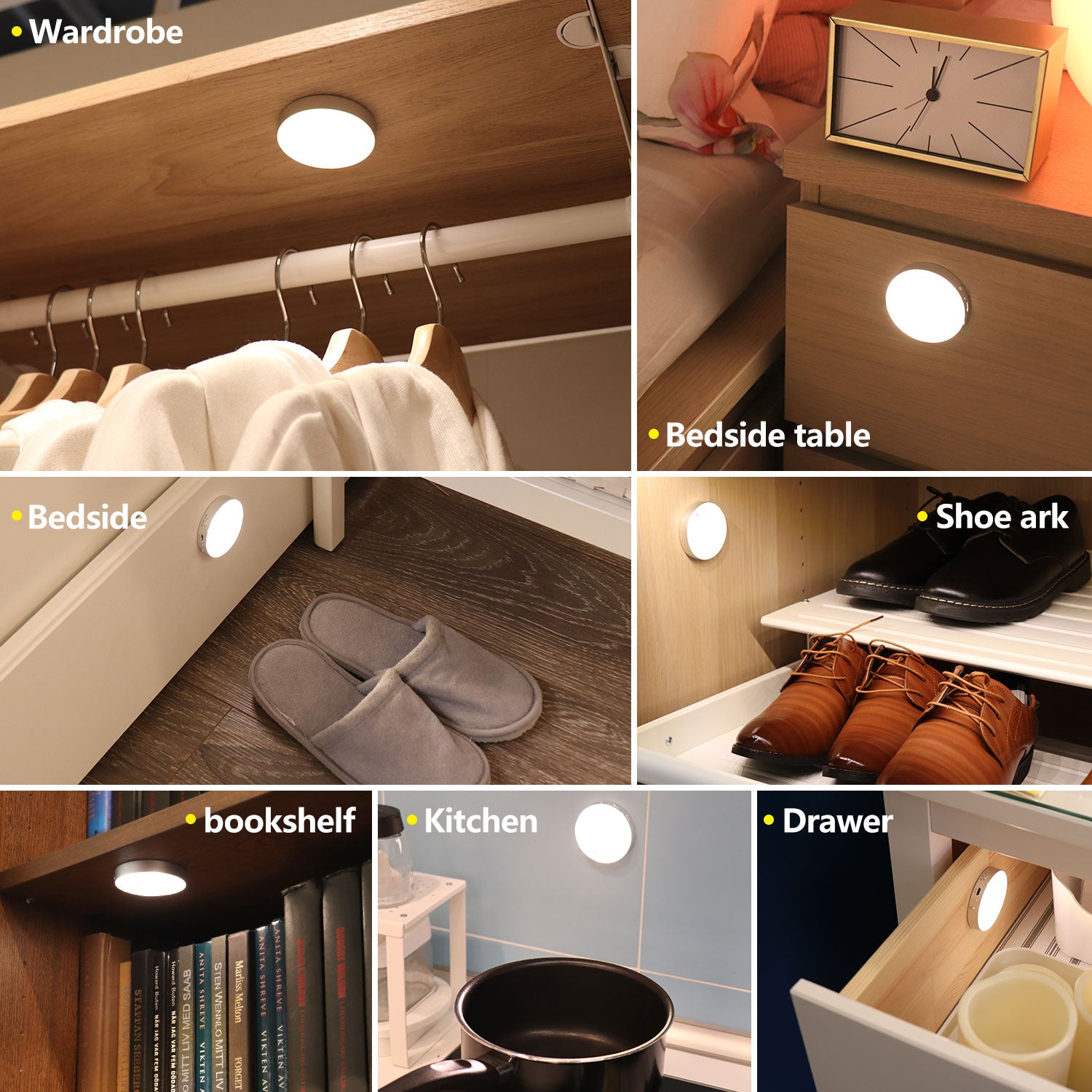 Twin-Pack Magnetic LED Motion Sensor Lights, Warm White Rechargeable - Daffodil LEC022