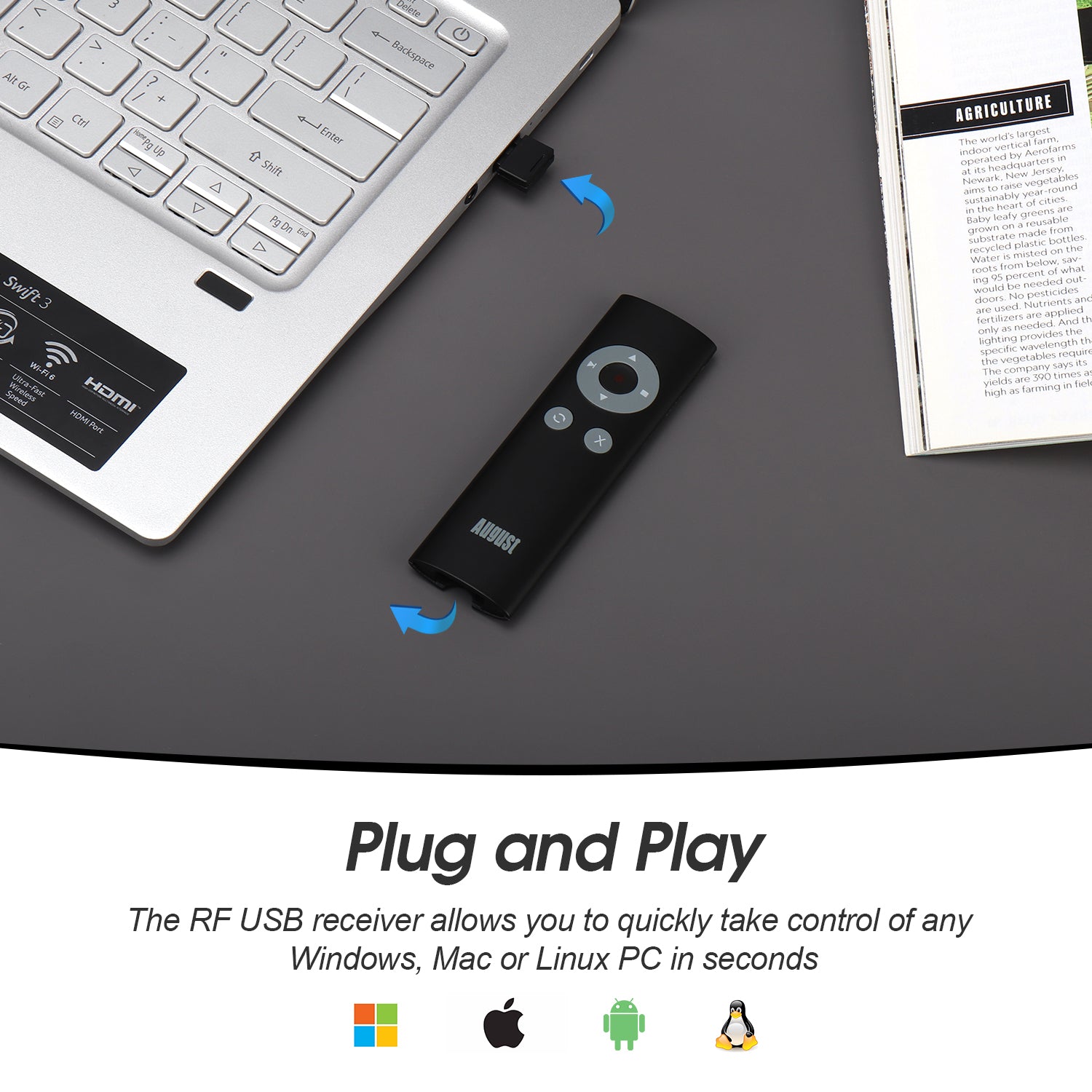 Presentation Remote with Shortcut Keys ALT-TAB PPT Clicker August LP200