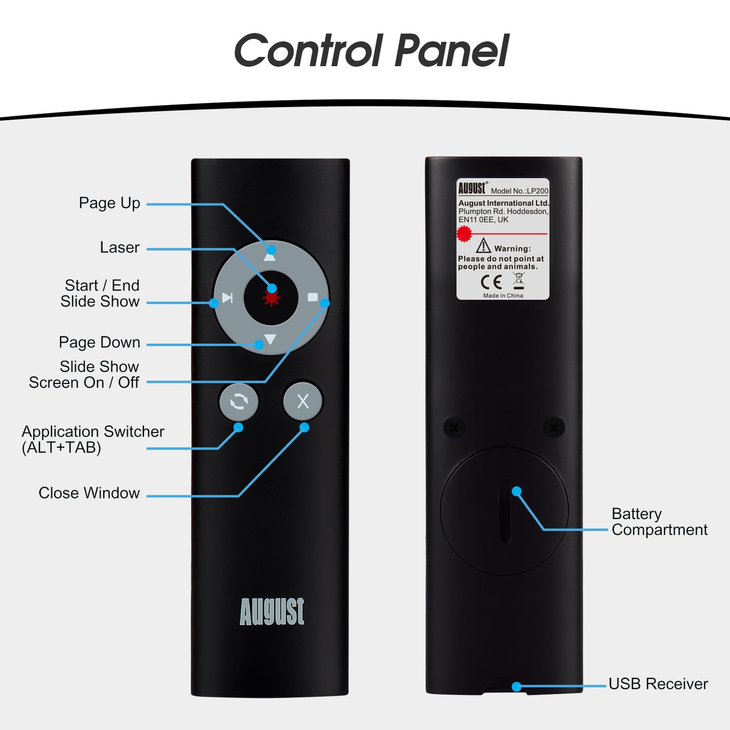 Presentation Remote with Shortcut Keys ALT-TAB PPT Clicker August LP200