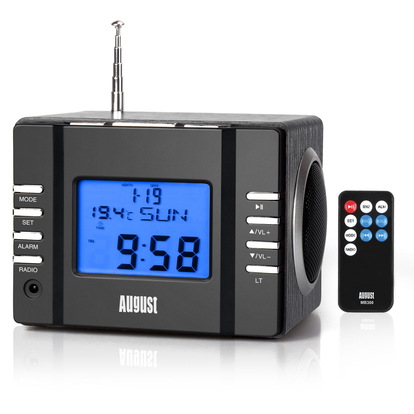 Bedside Radio Alarm Clock with USB / SD MP3 Player - August MB300 [Refurbished]