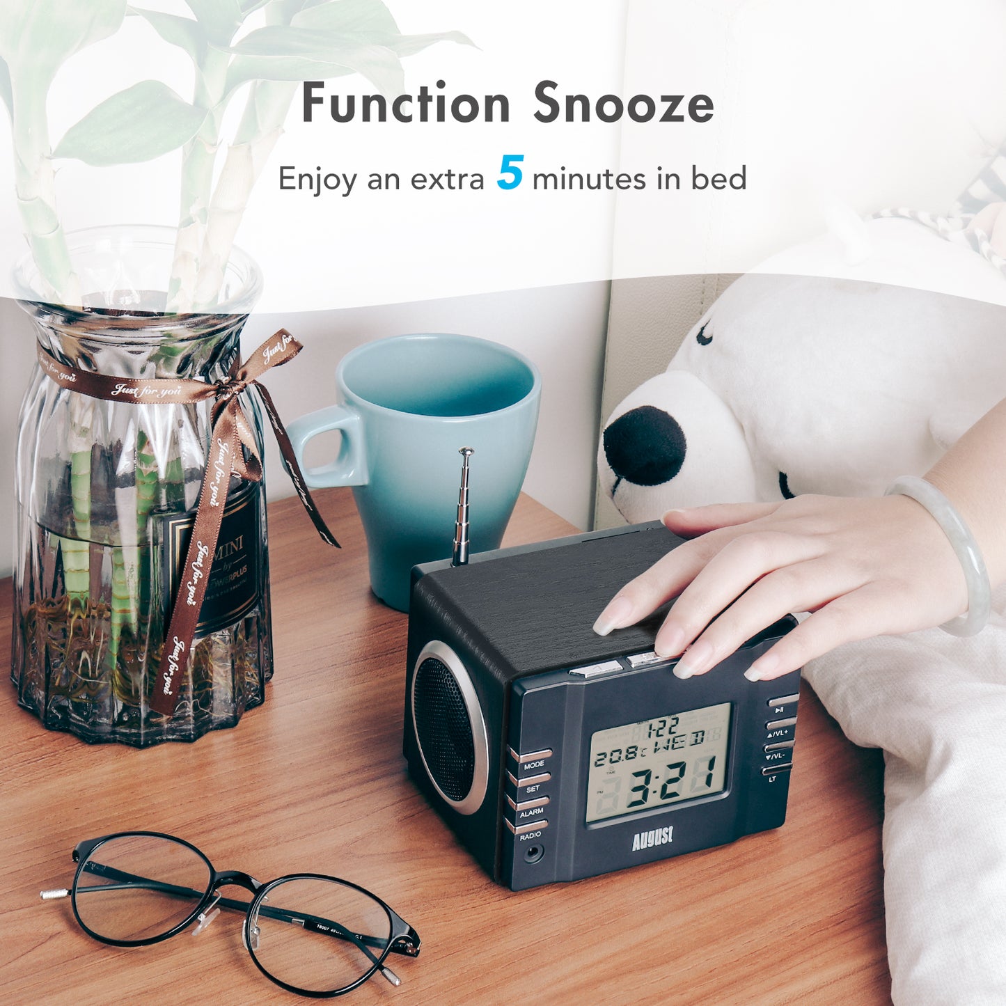 Bedside Radio Alarm Clock with USB / SD MP3 Player - August MB300 [Refurbished]