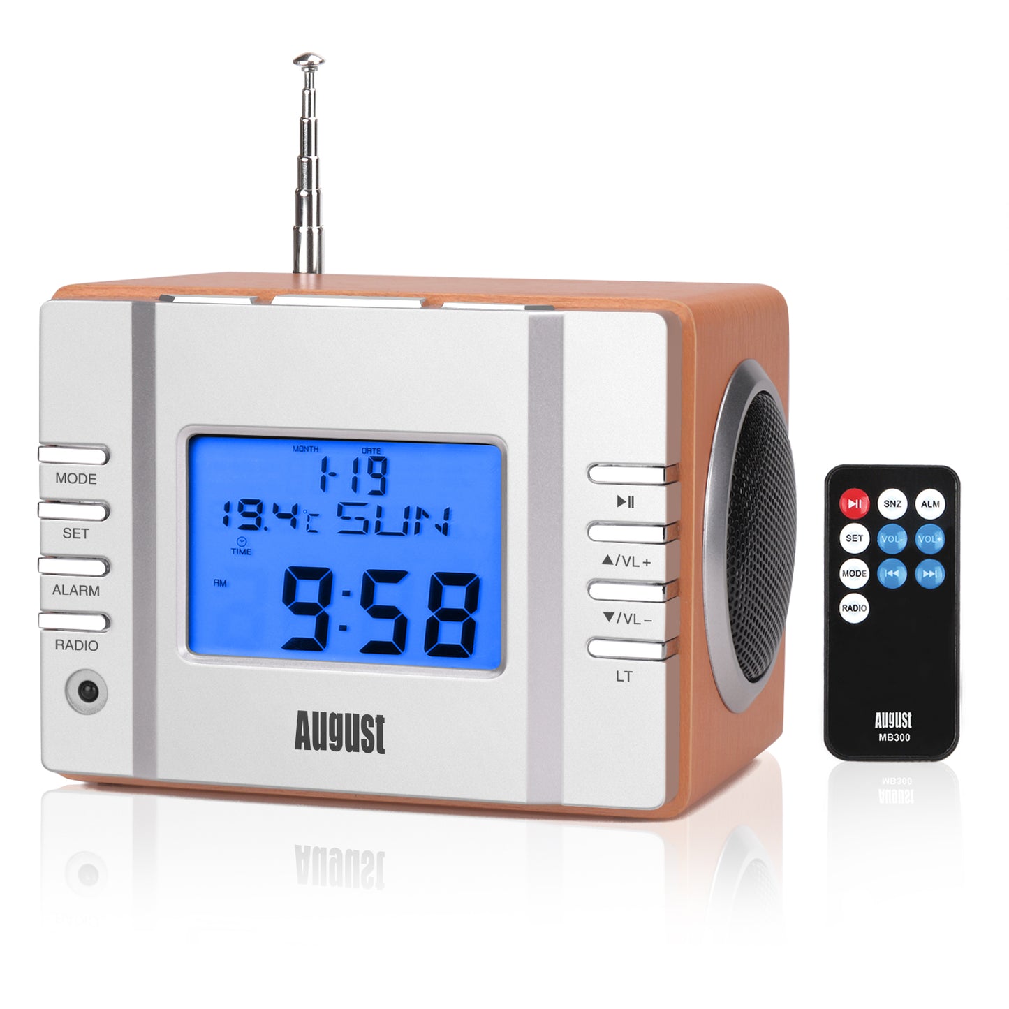 Bedside Radio Alarm Clock with USB / SD MP3 Player - August MB300 [Refurbished: 6 Month Warranty]