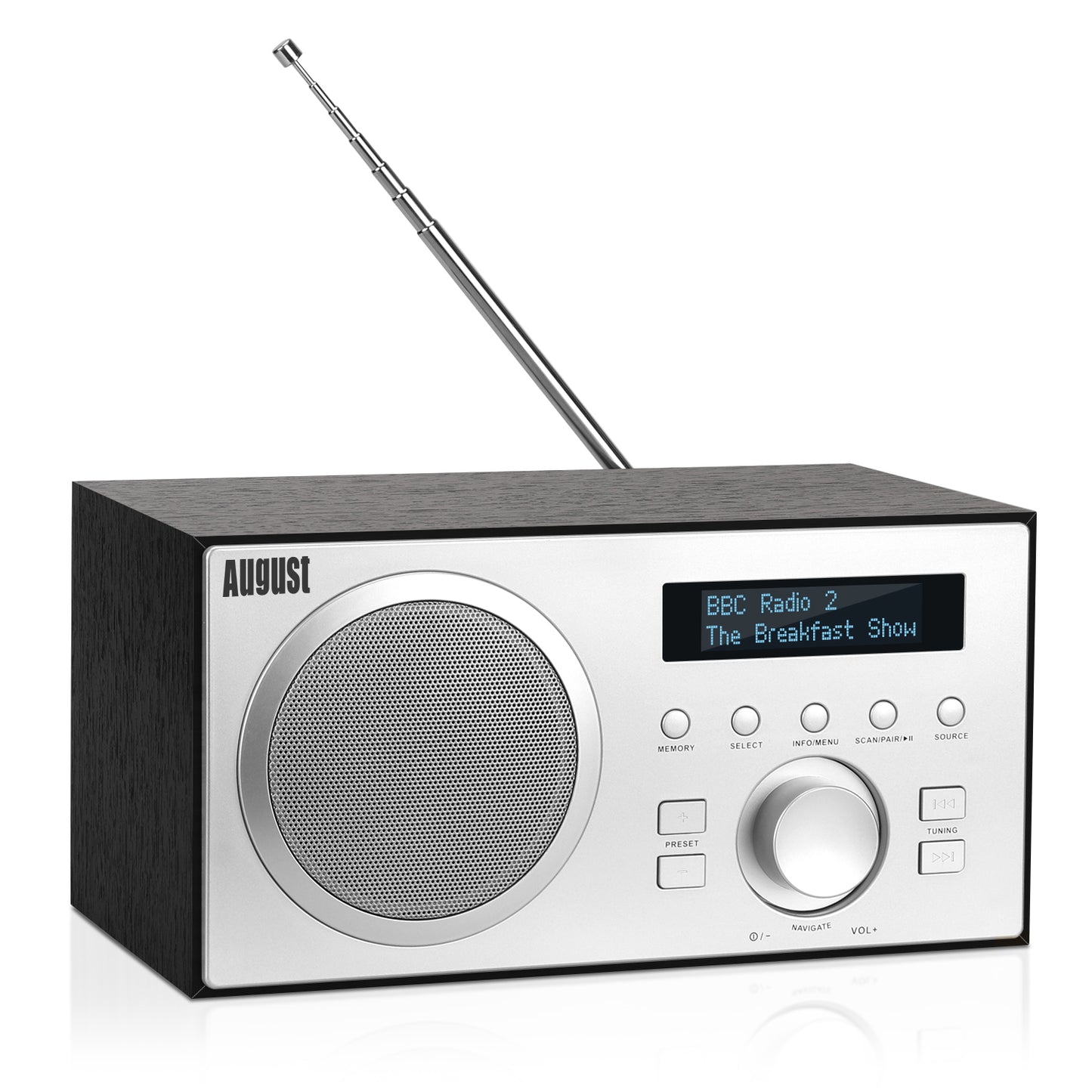 Digital DAB+ FM Dual Radio Alarm Clock Bluetooth Speaker - August MB420 [Refurbished]