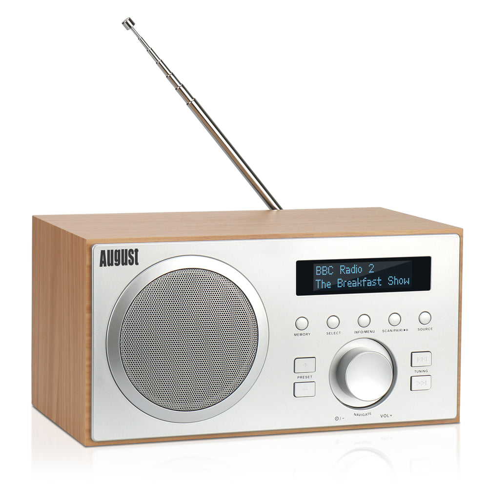 Digital DAB+ FM Dual Radio Alarm Clock Bluetooth Speaker August MB420