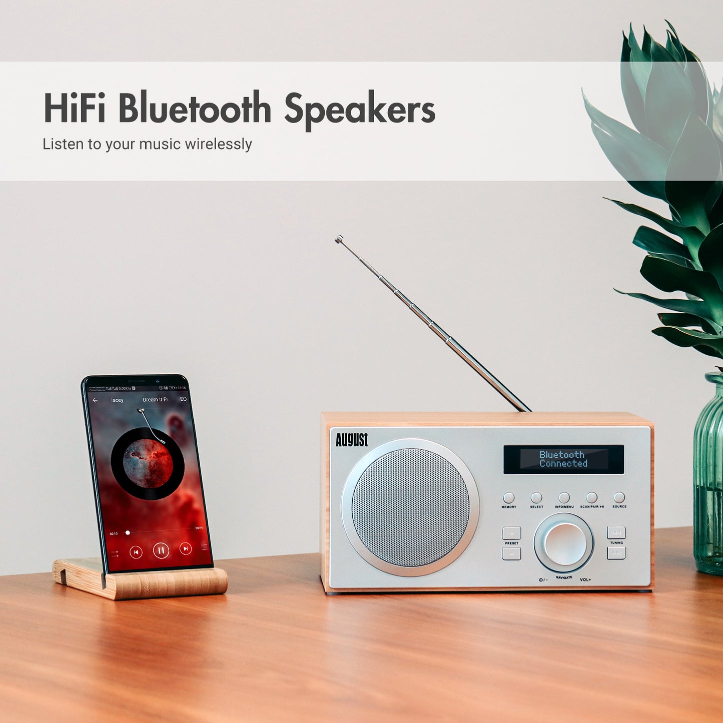 Digital DAB+ FM Dual Radio Alarm Clock Bluetooth Speaker - August MB420 [Refurbished]