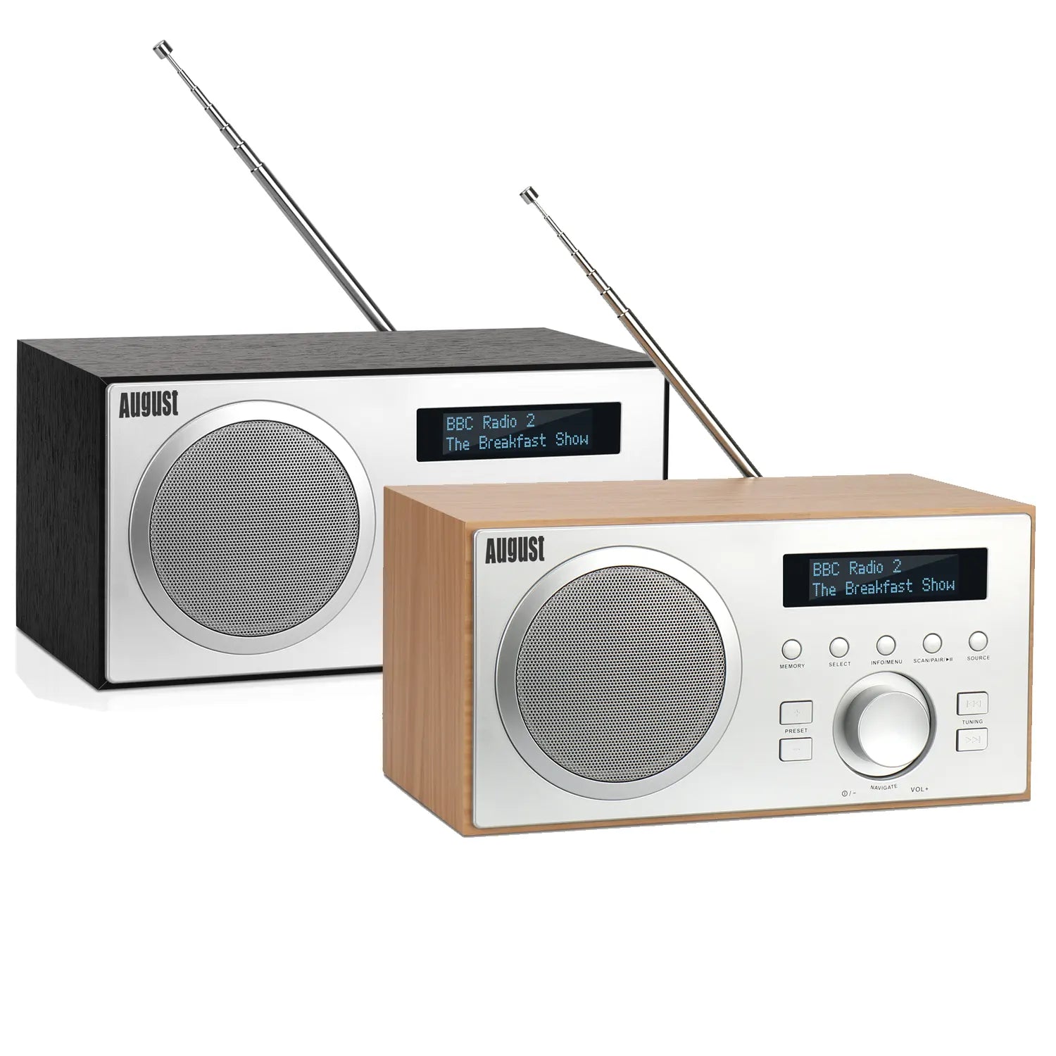 Digital DAB+ FM Dual Radio Alarm Clock Bluetooth Speaker - August MB420 [Refurbished: 6 Month Warranty]