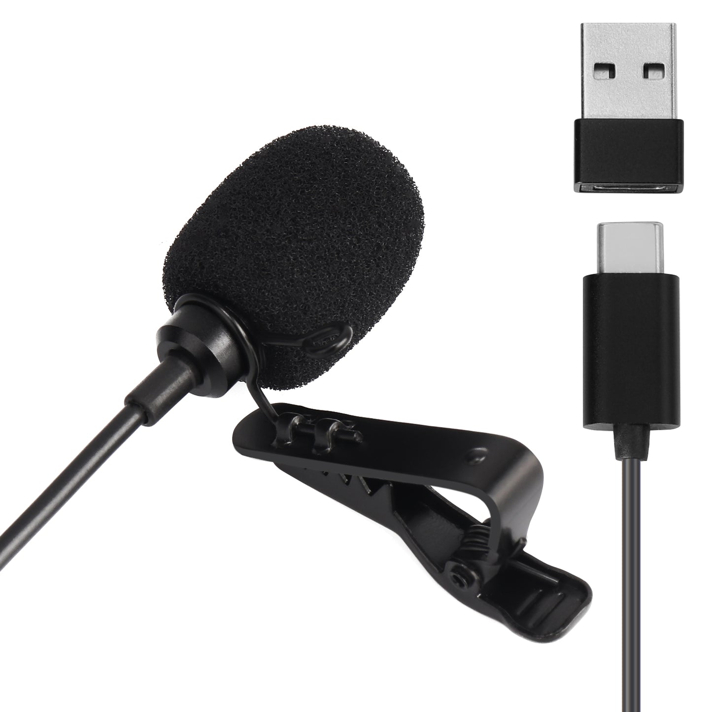 USB-C Lavalier Lapel Microphone Clip-On Omnidirectional Recording - August MCP150