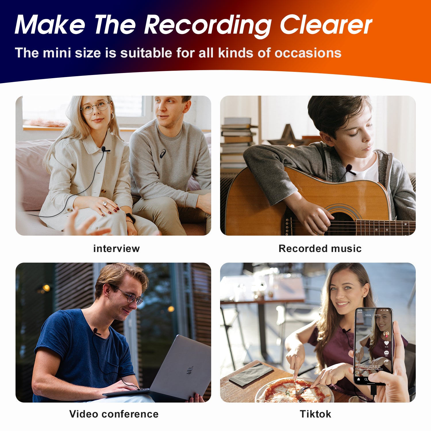 USB-C Lavalier Lapel Microphone Clip-On Omnidirectional Recording - Daffodil MCP150