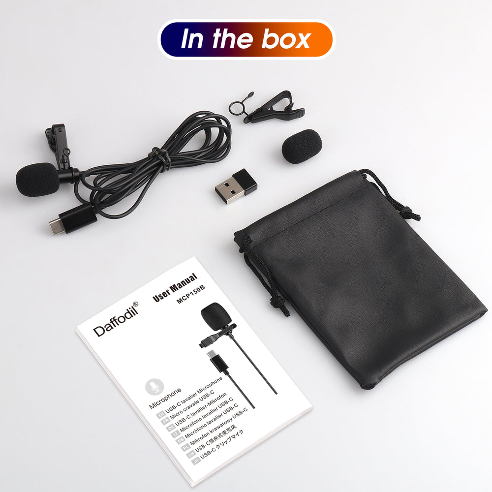 USB C Lavalier Microphone Omnidirectional Lapel Mic Clip Dynamic Professional Recorder - MCP150