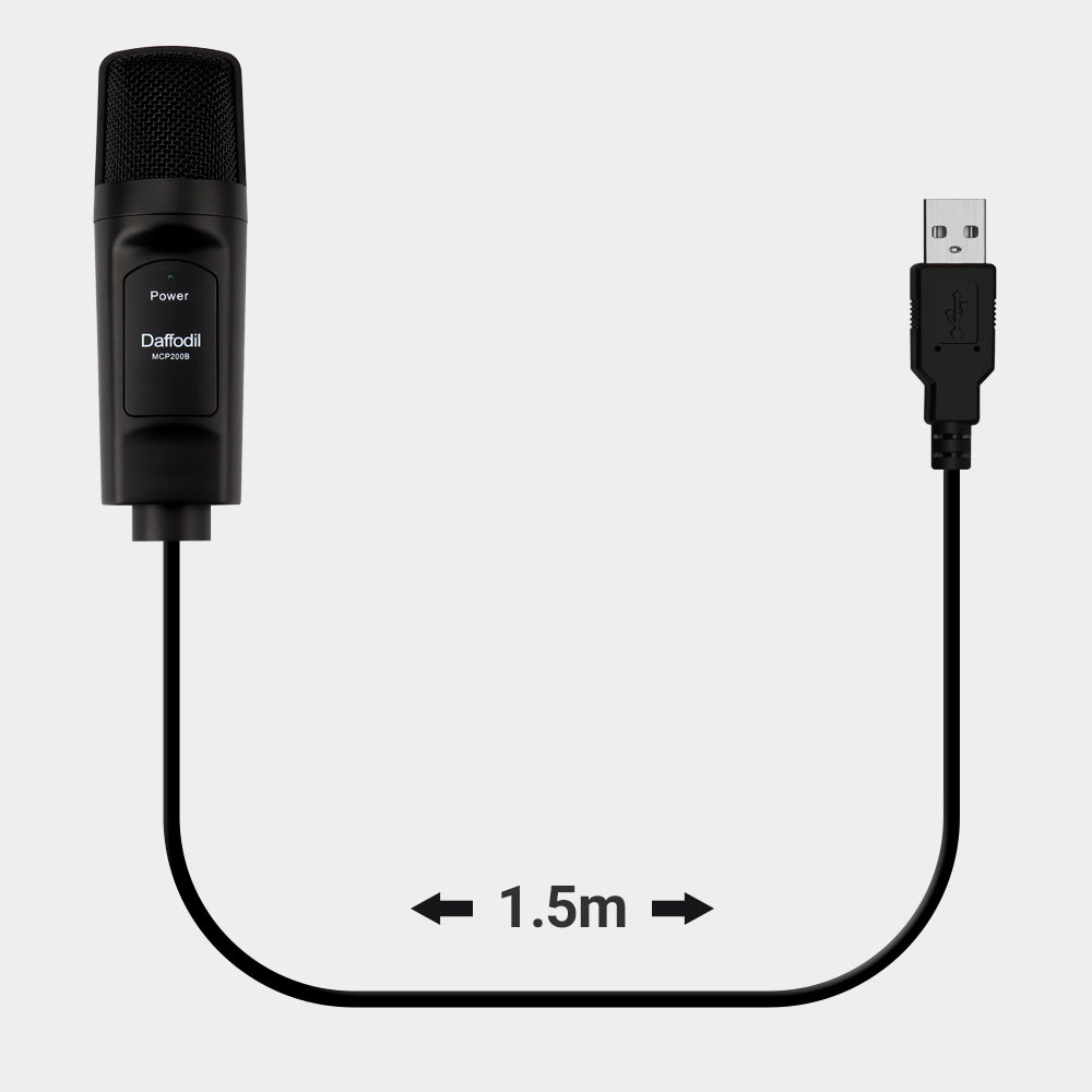 USB Microphone for PC with Shock Mount, Pop Filter, Tripod & CVC Noise Reduction - Daffodil MCP200