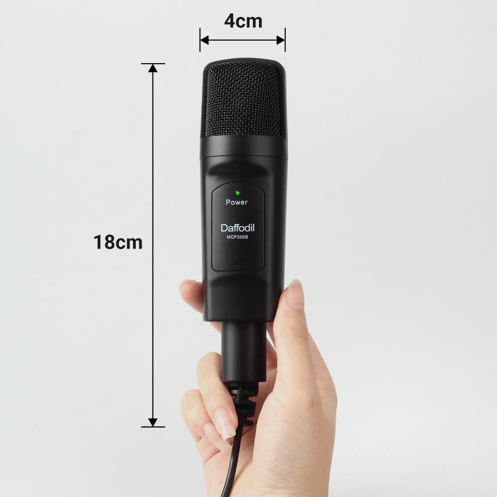 USB Microphone for PC with Shock Mount, Pop Filter, Tripod & CVC Noise Reduction - Daffodil MCP200