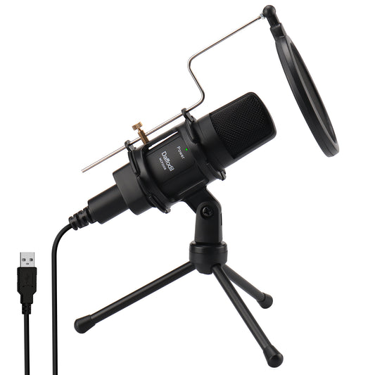 USB Microphone for PC with Shock Mount, Pop Filter, Tripod & CVC Noise Reduction - Daffodil MCP200