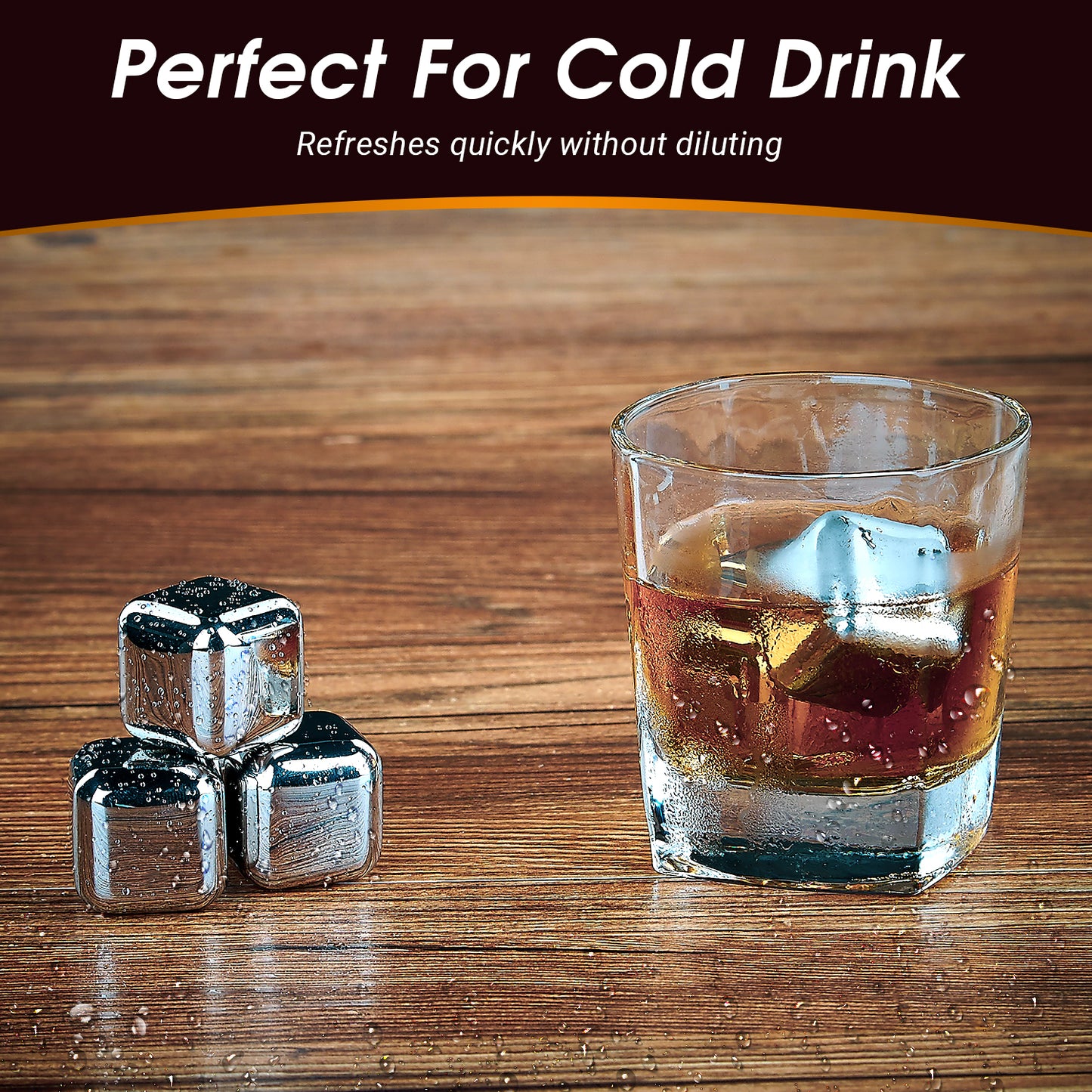 8 Pieces Stainless Steel Ice Cubes Stone Rocks, Reusable Ice Cubes with Storage Case and Tongs