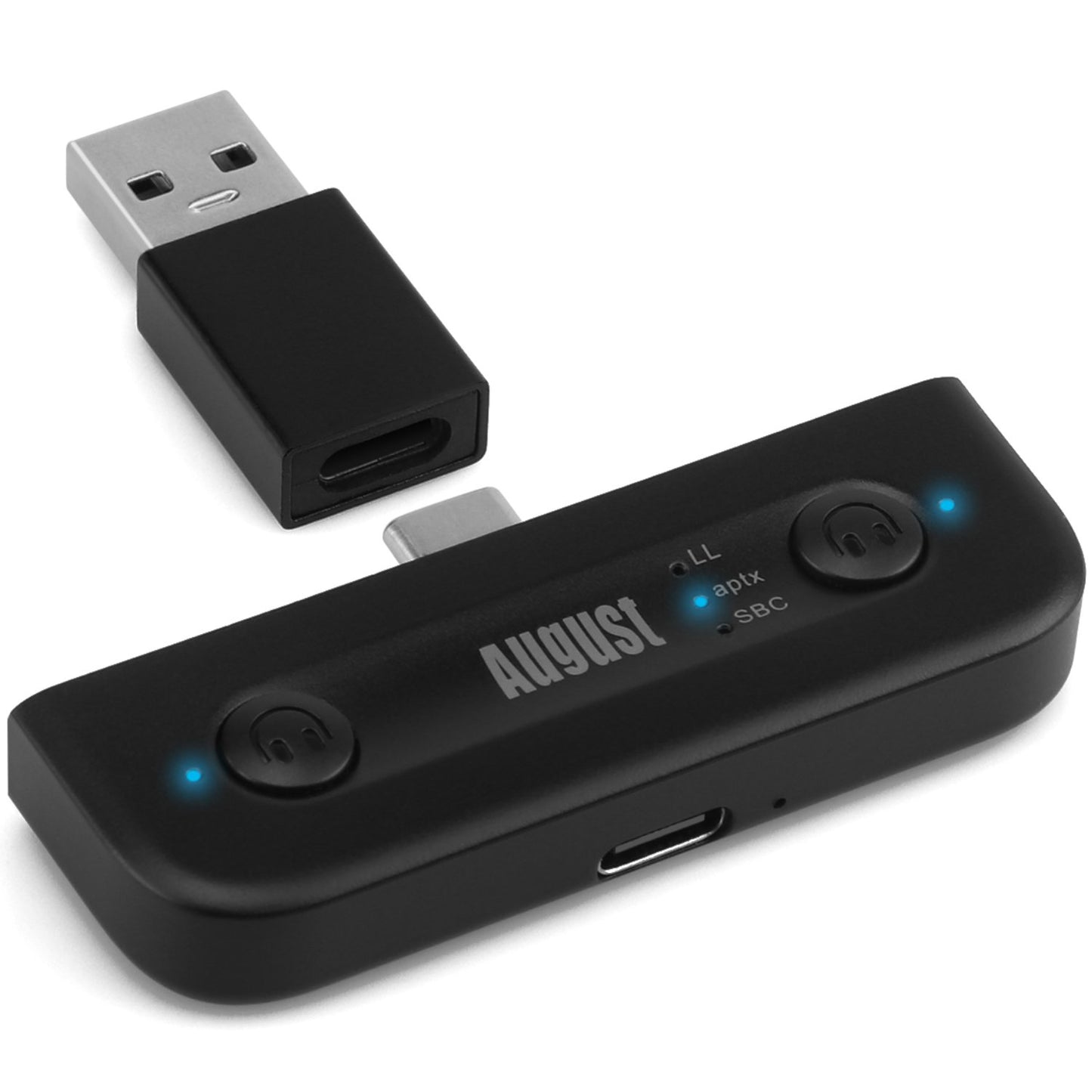 Dual Bluetooth Headphones Audio Transmitter for Nintendo Switch AptX-LL PS5 - August MR410