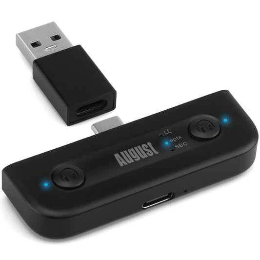 Dual Bluetooth Headphones Audio Transmitter for Nintendo Switch AptX-LL PS5 - August MR410