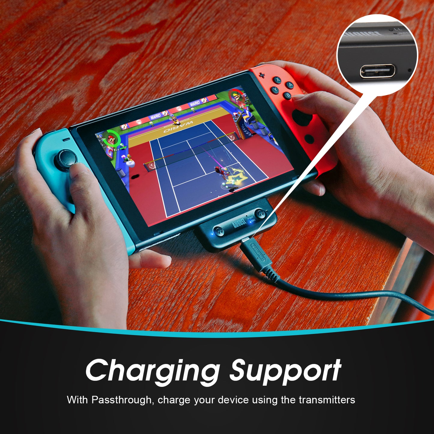 Dual Bluetooth Headphones Audio Transmitter for Nintendo Switch AptX-LL PS5 - August MR410