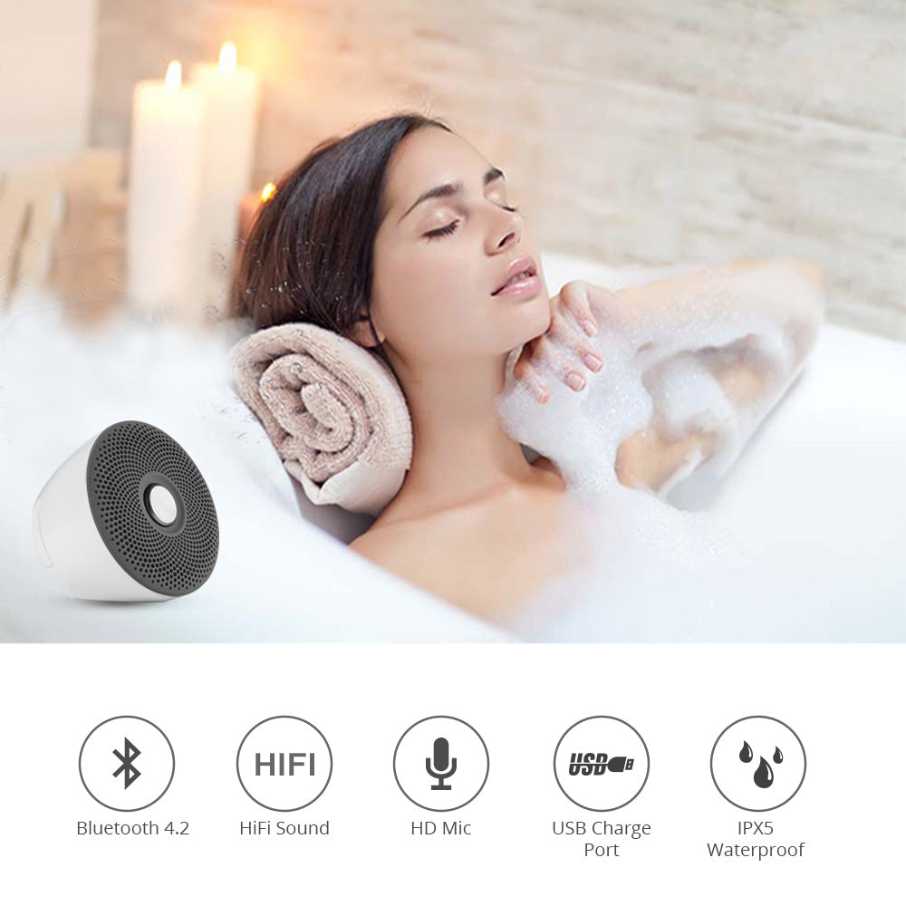 Portable Wireless Bluetooth Speaker Built-In Mic 11 Hours Playback Waterproof - White