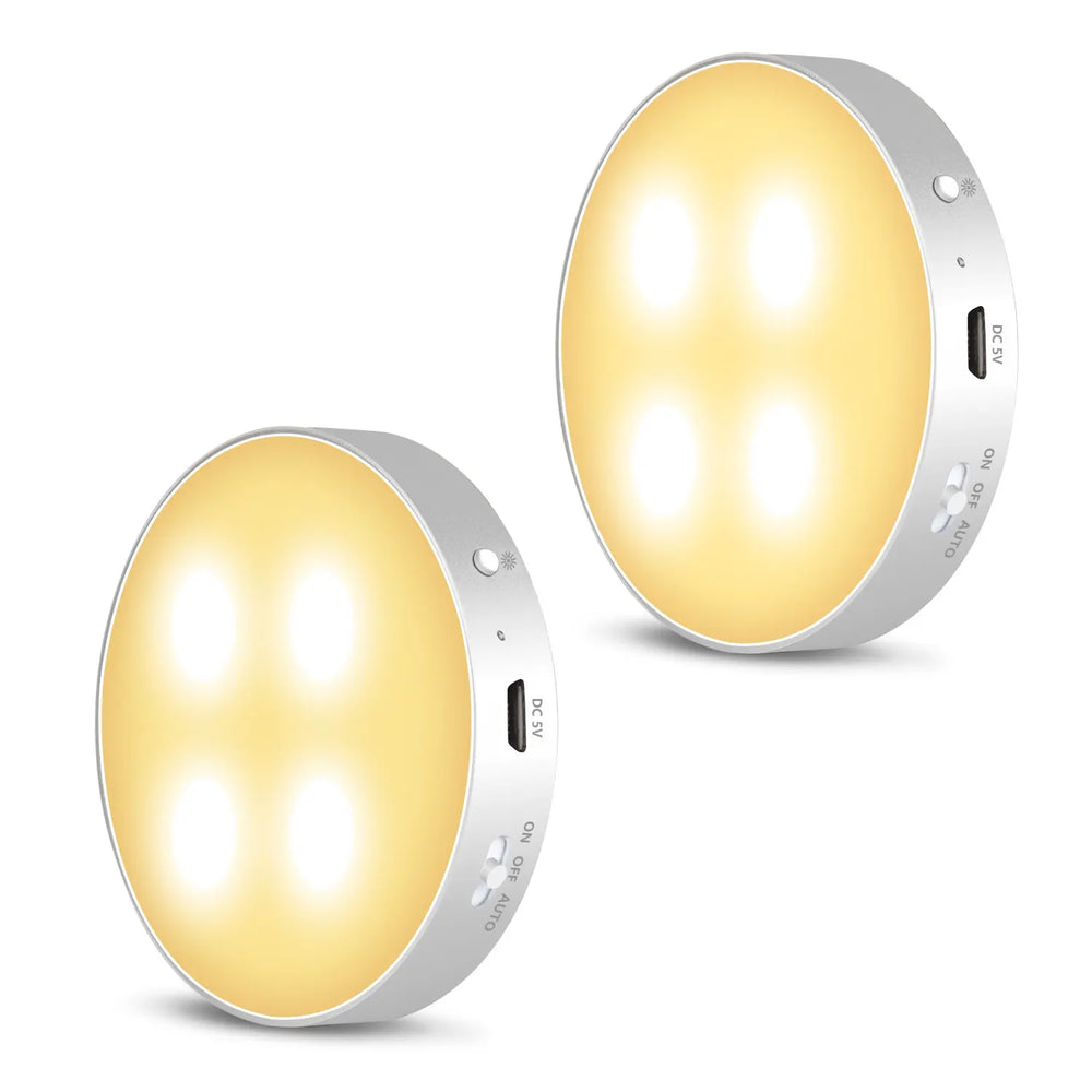 Twin Pack Magnetic LED Motion Sensor Lights Warm Yellow 300K Rechargeable August LEC022