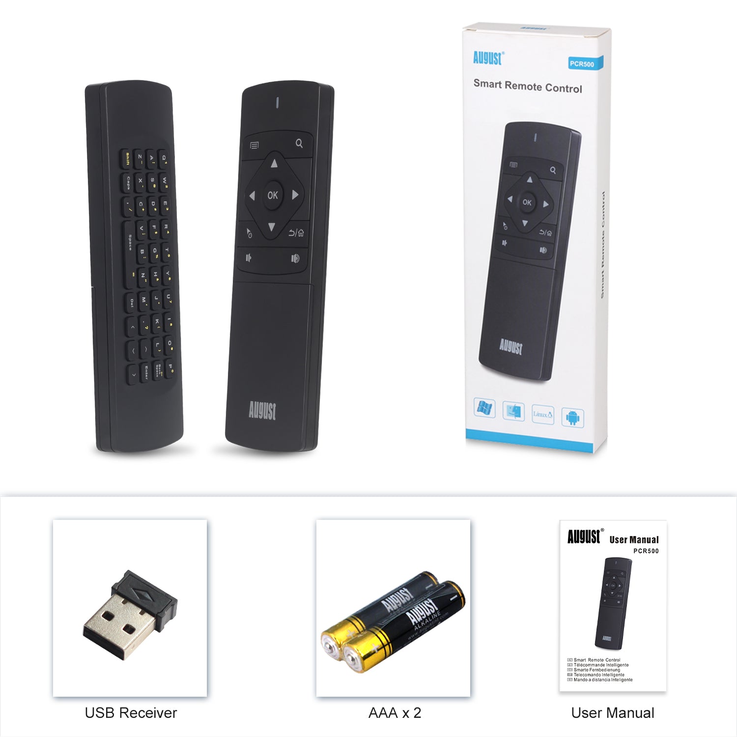 Mini Wireless Keyboard and Mouse Combo Remote for PC / Smart TV PCR500